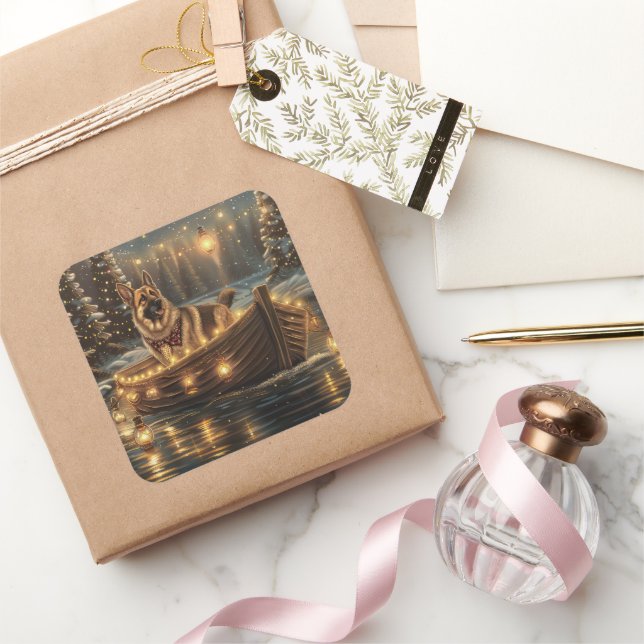 Weihnachtsweihnachtsreise Quadratischer Aufkleber (Schenken)