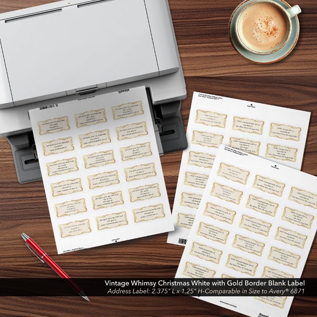 Weihnachtsweihnachtsweih, Gold Border Blank Adressaufkleber (Print Your Mailing Labels and Add Some Vintage Elegance to Your Holiday Card Presentation.)