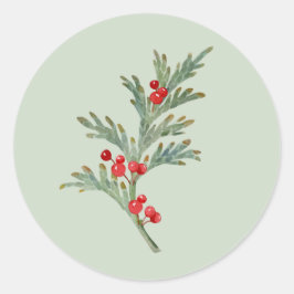 Weihnachtsweihnachtszweig mit Berries Runder Aufkleber