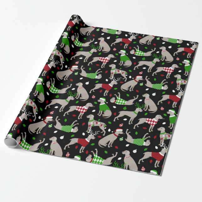 Weihnachtsweimaraner Hund Geschenkpapier (Ungerollt)