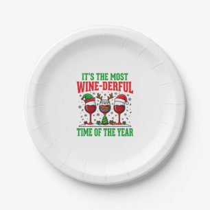 Weihnachtswein-herrliches rotes Weindesign Pappteller