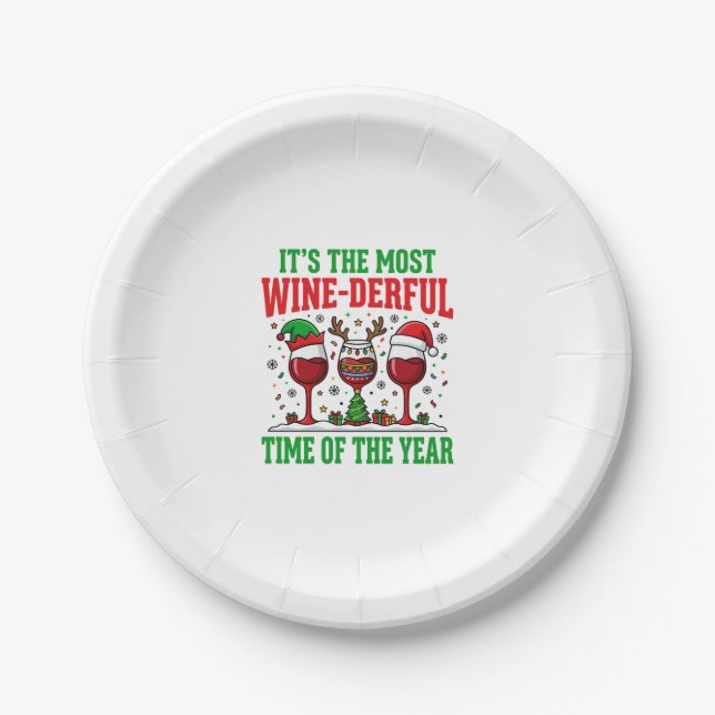 Weihnachtswein-herrliches rotes Weindesign Pappteller (Vorderseite)