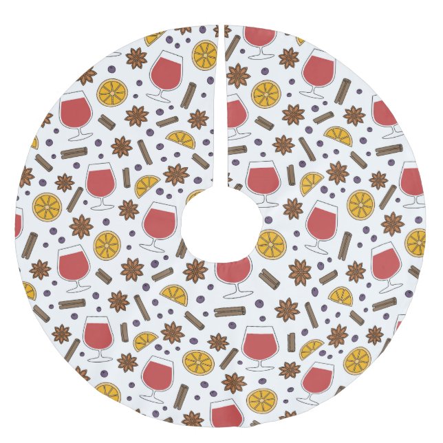 Weihnachtswein mit Pantoletten zeichnend würziger  Polyester Weihnachtsbaumdecke (Vorderseite)