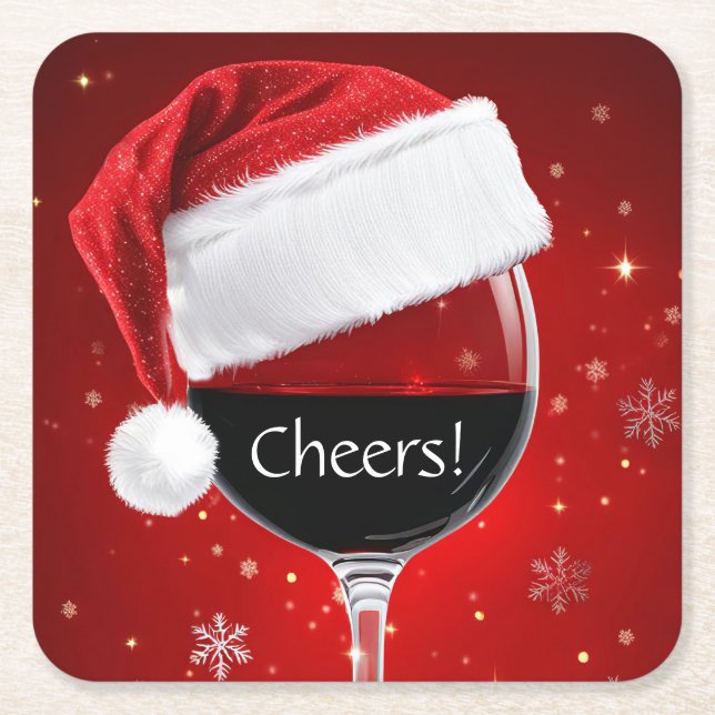 Weihnachtswein Party Rechteckiger Pappuntersetzer (Vorderseite)