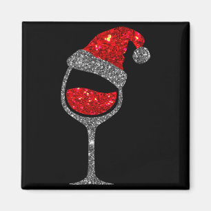 Weihnachtswein-Shirt - Glas Rotwein Weihnachtsmann Magnet
