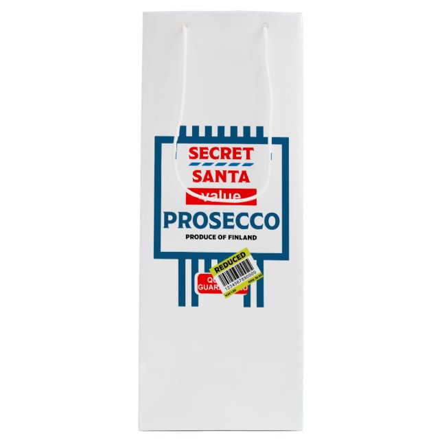 Weihnachtswein und glänzende Weinetiketten Geschenktüte Für Weinflaschen (Vorderseite)