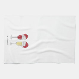 Weihnachtswein Weihnachtsmannmütze Champagner Bril Geschirrtuch