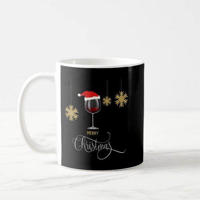 Weihnachtswein Weihnachtsmannmütze Weihnachten Wei Kaffeetasse (Links)