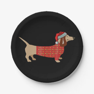 Weihnachtsweiner-Dackel Dackel in Hund Pappteller