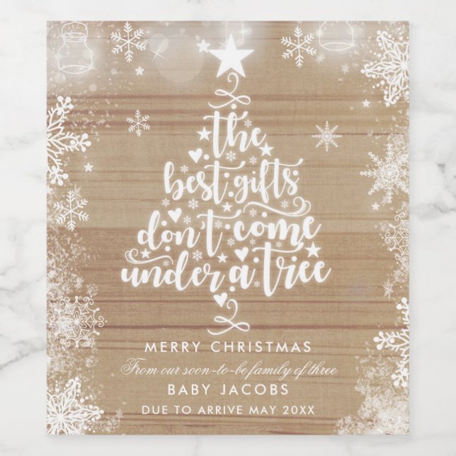Weihnachtsweinetikett Pregnancy Reveal Familienges Weinetikett (Einzelnes Label)