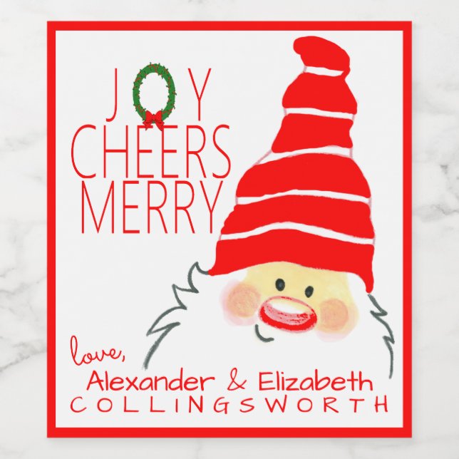 Weihnachtsweinflasche - Etikett Personalisiert (Einzelnes Label)