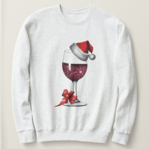 Weihnachtsweinglas Graphic, Weihnachtshut drucken Sweatshirt