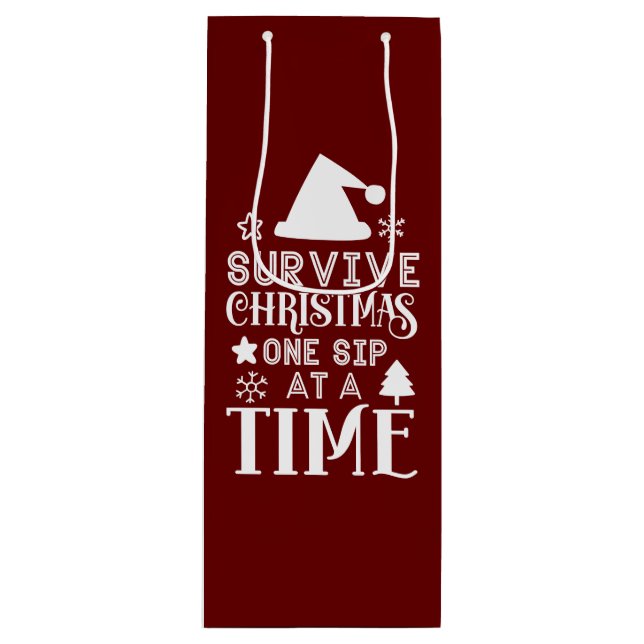 Weihnachtsweinhalter Geschenktüte Für Weinflaschen (Vorderseite)