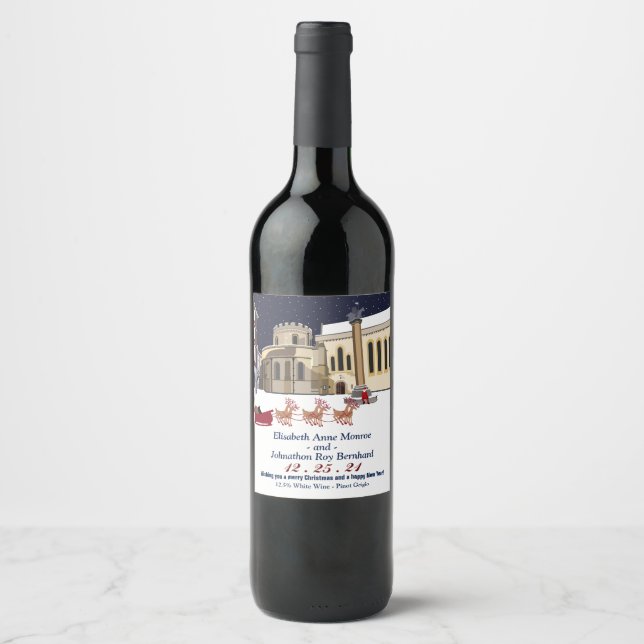 Weihnachtsweinsiegel in London Weinetikett (Vorderseite)