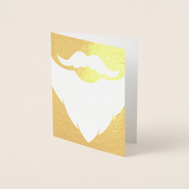 Weihnachtsweiße Bart Goldkarte Folienkarte (Vorderseite)