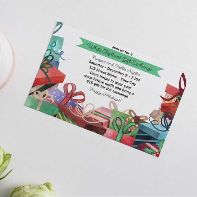 Weihnachtsweiße Elefant-Party Einladung (Von Creator hochgeladen)