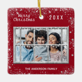 Weihnachtsweiße Foto Winterfenster Keramikornament