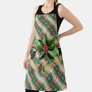 Weihnachtsweiße Kariert mit Kränz Schürze