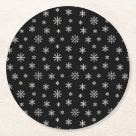 Weihnachtsweiße Schneeflocken, modernes Muster sch Runder Pappuntersetzer