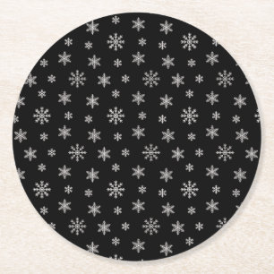 Weihnachtsweiße Schneeflocken, modernes Muster sch Runder Pappuntersetzer