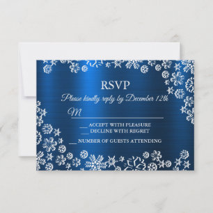Weihnachtsweiße Schneeflocken Navy Blue RSVP Karte