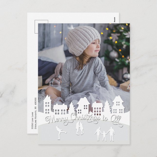 Weihnachtsweiße Silhouette Feiertagspostkarte (Vorne/Hinten)