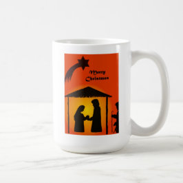 Weihnachtsweiße Tasse mit Krippe-Silhouette