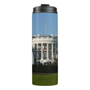 Weihnachtsweißes Haus für Feiertage Washington DC Thermosbecher