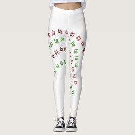 Weihnachtsweißes rotes Grün-Fa-La-La Leggings