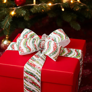 Weihnachtswellen und Schneeflocken Satinband