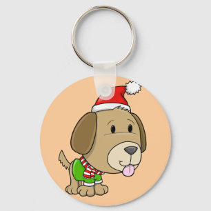WeihnachtsWelpe "Teddy" Button Schlüsselanhänger