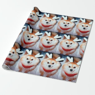 Weihnachtswelpen Spitz Custom Foto Geschenkpapier