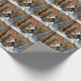 Weihnachtswelpen und Kardinal - Dorfumschlag Geschenkpapier