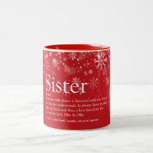 Weihnachtswelt Beste Schwester aller Zeiten Defini Zweifarbige Tasse