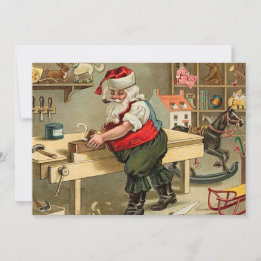 Weihnachtswerkstatt des alten Weihnachtsmanns Feiertagskarte