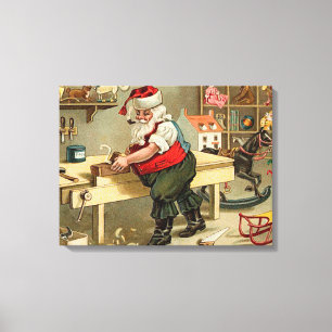 Weihnachtswerkstatt des alten Weihnachtsmanns Leinwanddruck