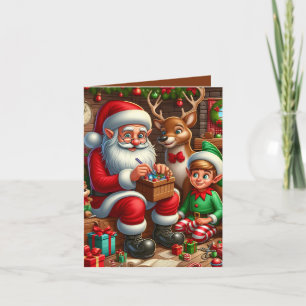 Weihnachtswerkstatt des Weihnachtsmanns Nordpol an Feiertagskarte