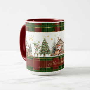 Weihnachtswerkstatt Elves Red Green Plaid Weihnach Tasse