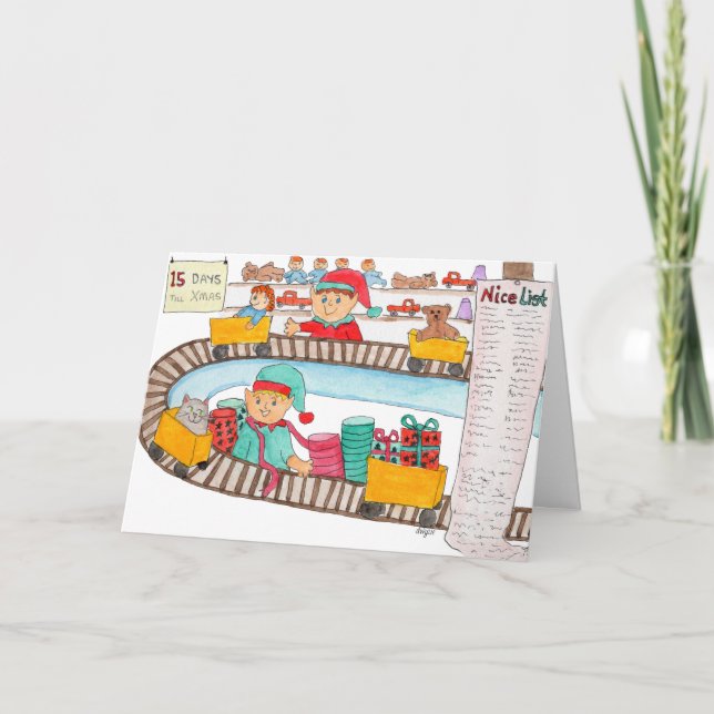 Weihnachtswerkstatt Feiertagskarte (Vorderseite)