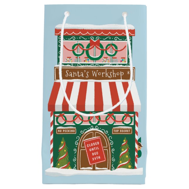 Weihnachtswerkstatt illustriert kleine geschenktüte (Vorderseite)