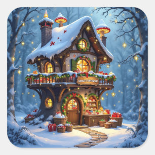 Weihnachtswerkstatt Quadratischer Aufkleber