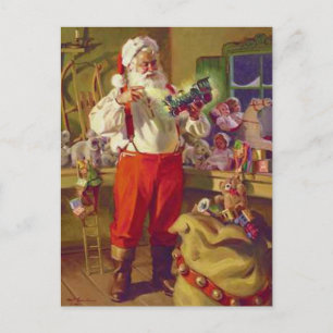 Weihnachtswerkstatt und Spielzeug Vintage Weihnach Feiertagspostkarte