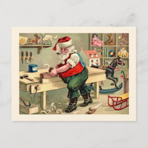Weihnachtswerkstatt Vintage-Karte  Postkarte