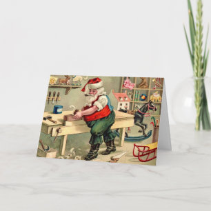 Weihnachtswerkstatt von Santa Vintage-Weihnachtska Feiertagskarte