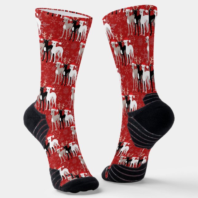 Weihnachtswhippets oder italienische Windhunde Socken (Gewinkelt)