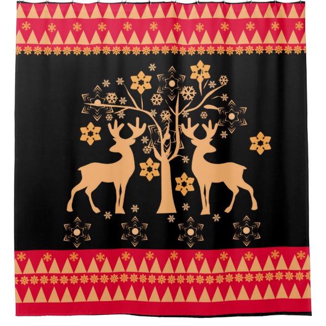 Weihnachtswild Duschvorhang (Vorderseite)