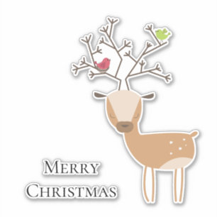 Weihnachtswild mit Vögeln Aufkleber