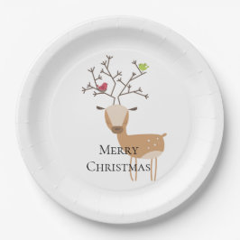 Weihnachtswild mit Vögeln Pappteller