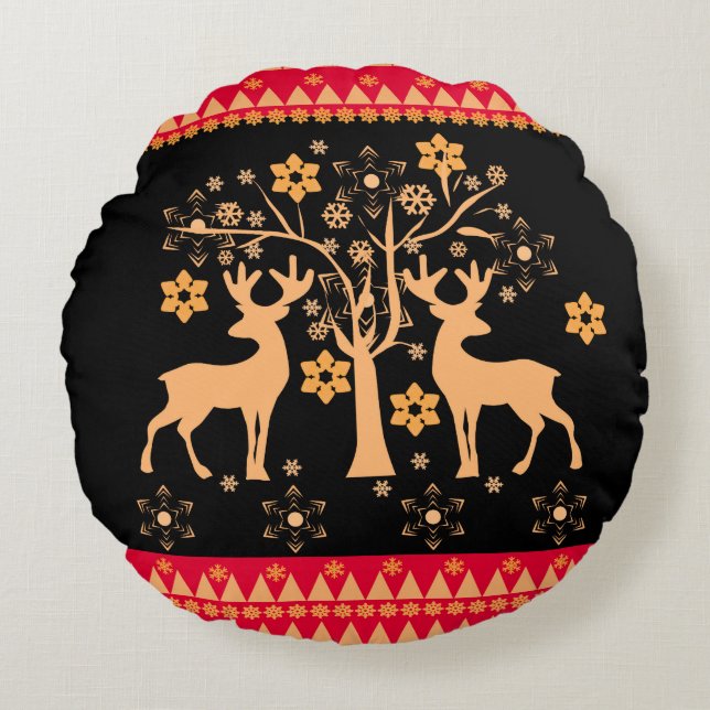 Weihnachtswild Rundes Kissen (Vorderseite)