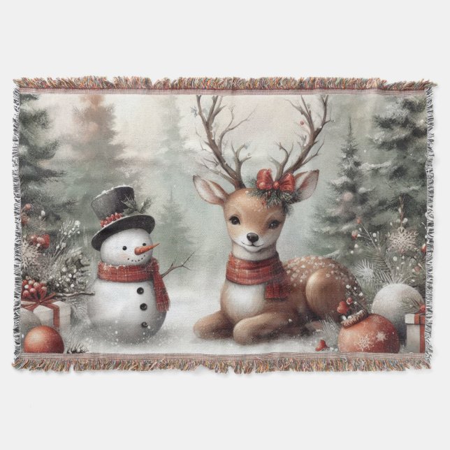 Weihnachtswild/Schneemann im klassischen Wald Decke (Vorderseite)